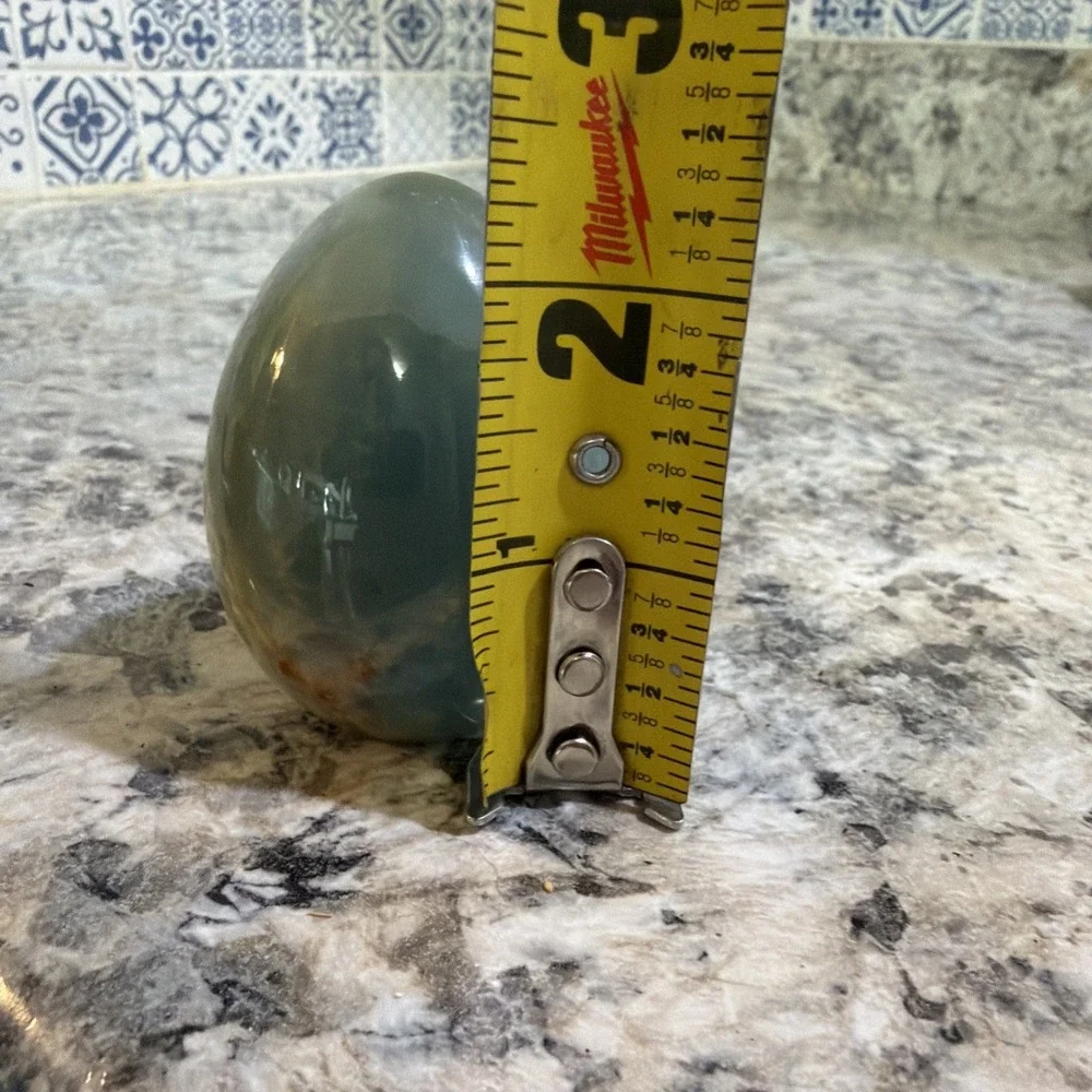 Lemurian Aquatine Blue Calcite Egg From Argentina - 2.25